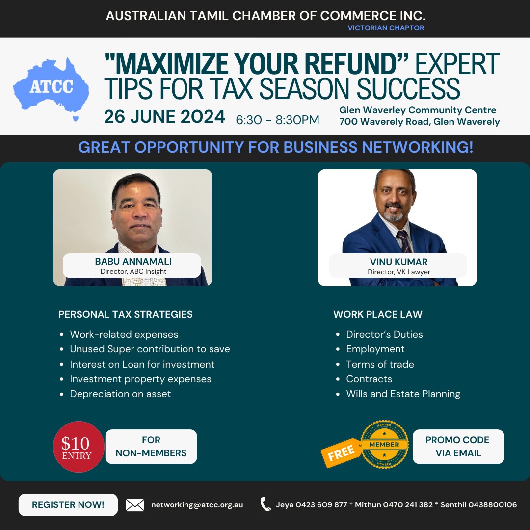ATCC Victorian Chapter tax season seminar on tax strategies and workplace law