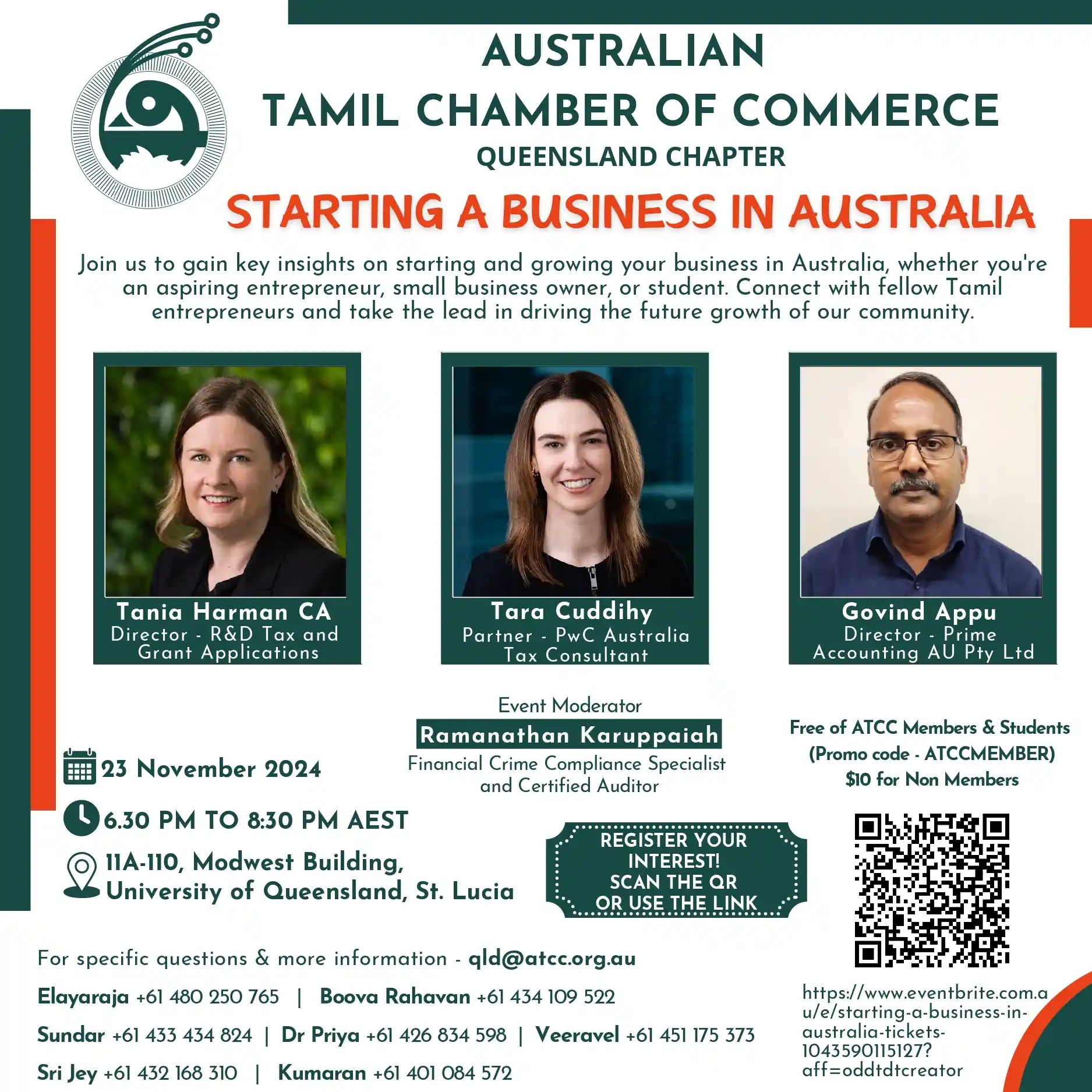 ATCC Queensland Starting a Business in Australia event poster
