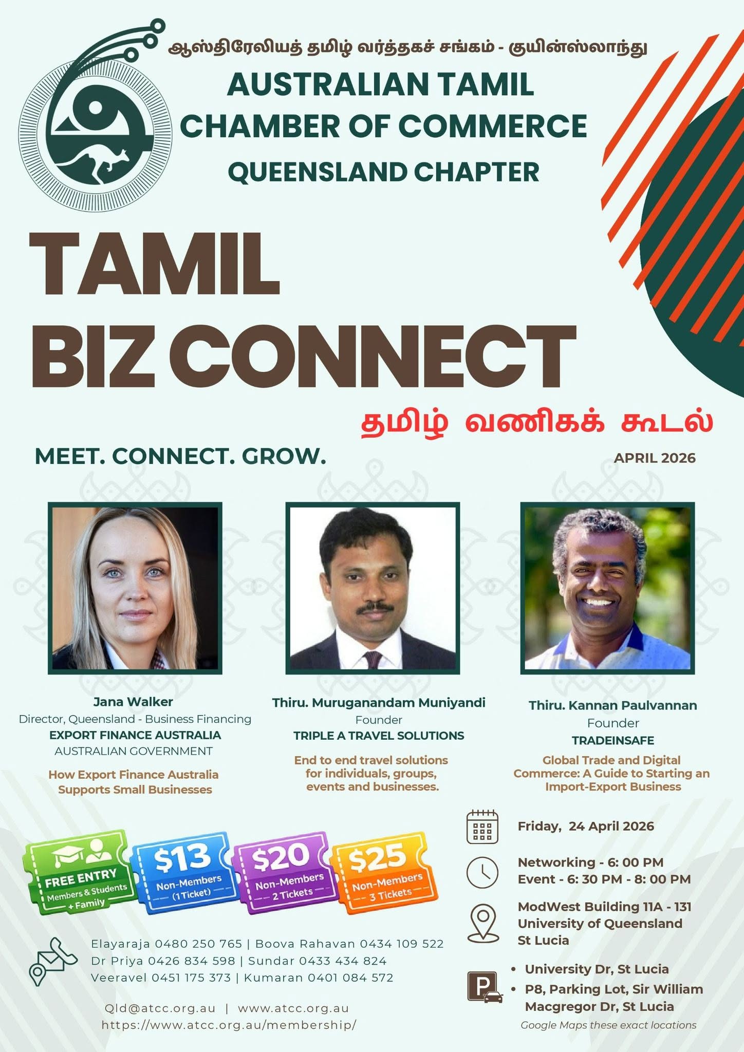 Tamil Biz Connect Queensland April 2026 networking event by Australian Tamil Chamber of Commerce