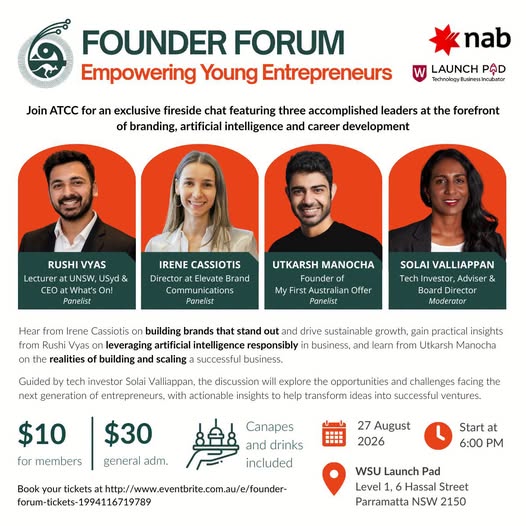 ATCC Founder Forum event for young entrepreneurs featuring leaders in branding, artificial intelligence and career development