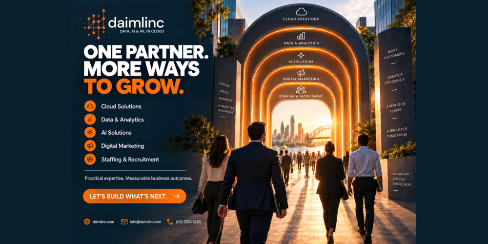 Daimlinc cloud solutions, data analytics, AI solutions, digital marketing, and staffing services