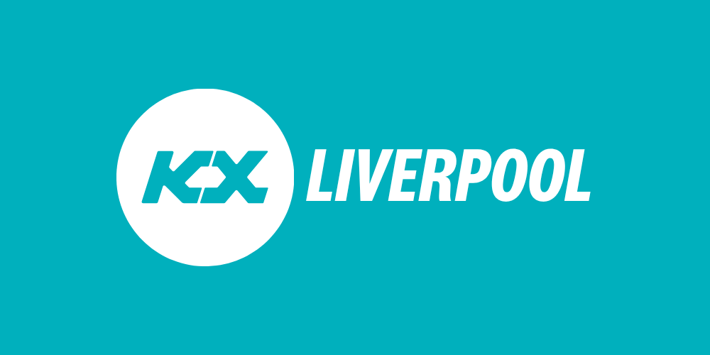KX Liverpool logo on a turquoise background